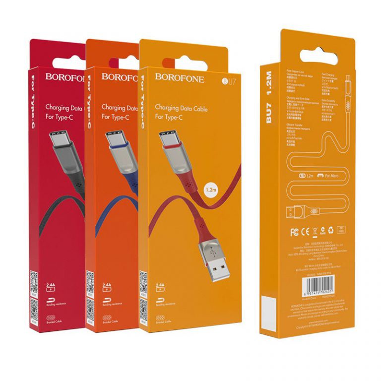 Cáp Sạc TYPE C Borofone BU7 Dài 1.2M Dây Dù Cho Android - BH 12 Tháng 1 đổi 1 (MÀU SẮC NGẪU NHIÊN) - Hưng Long PC