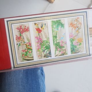 Tranh đính đá tứ quý đào lan cúc trúc kt 154×95cm