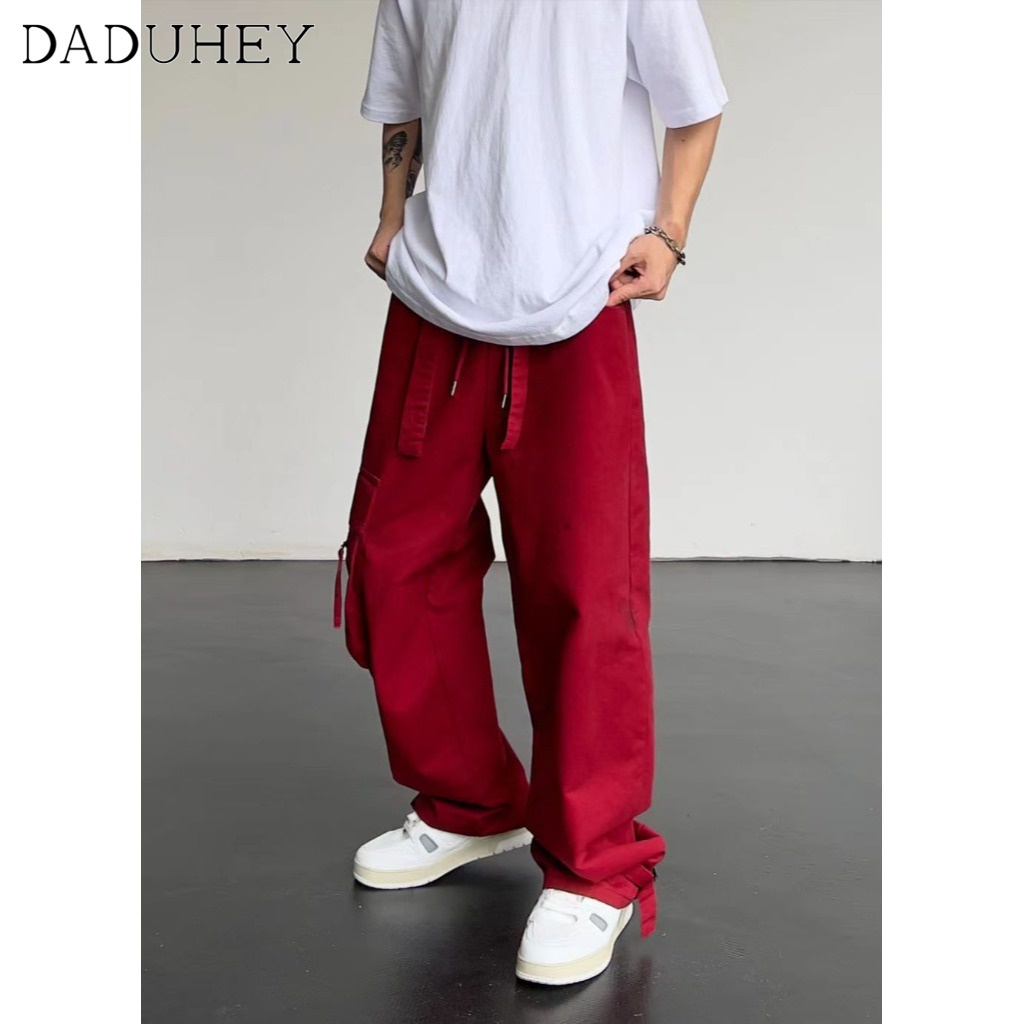 DaDuHey Men's 2022 Summer Hong Kong Style Trendy Retro Straight Casual Pants Ins Fashion and Handsome All-Match Loose Cargo Pants