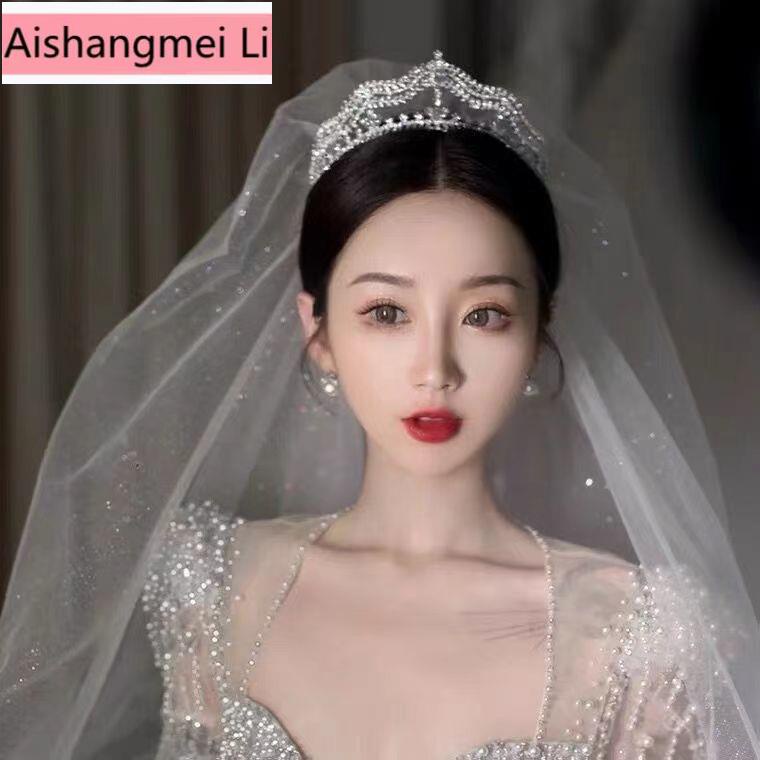 Vương Miện Đính Đá Thời Trang Năm 2021 Dùng Làm Phụ Kiện Tóc Cho Cô Dâu