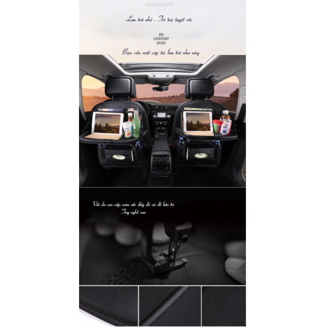 Túi để đồ treo sau ghế ô tô bằng da PU dày dặn.