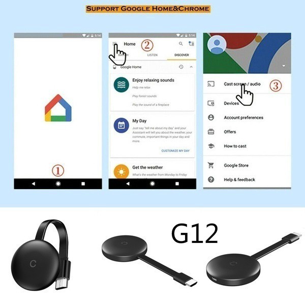 Thiết Bị Thu Phát Wifi Không Dây Hdmi G2 / G12 4k Hdmi 2.4g / 5g Dùng Cho Android Ios Android Netflix Google Chrome