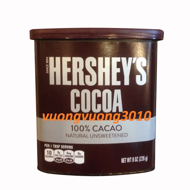 HERSHEY'S COCOA dạng bột 100% CACAO đắng nguyên chất USA 226g