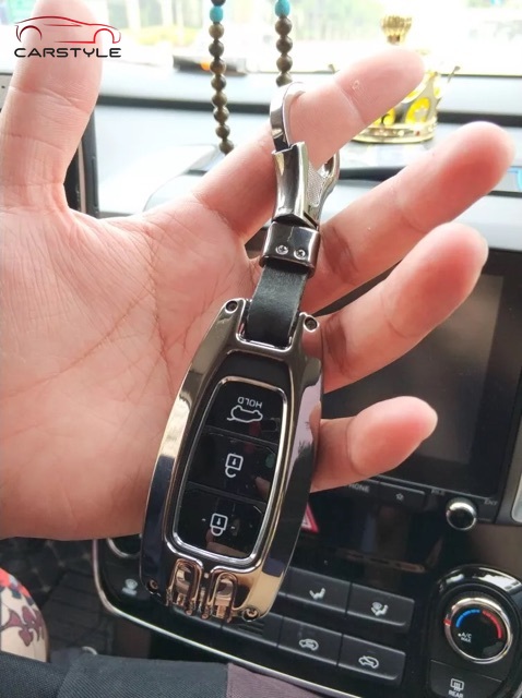 Ốp khoá xe Hyundai Accent, Kona & Santafe 2020 Bao da chìa khóa