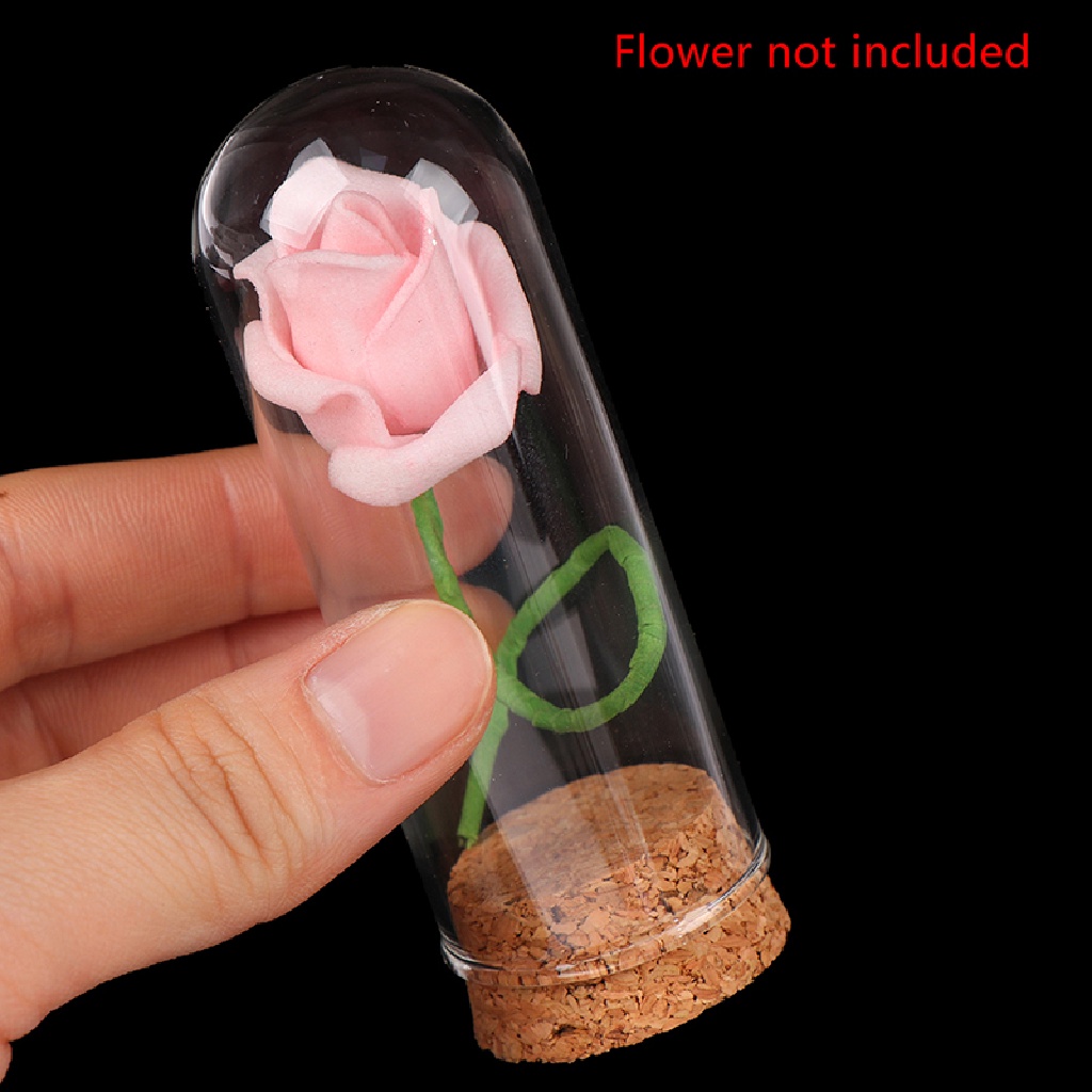ZTD 1/6 Doll Glass Dome Display Wood Cork Bell Jar With Wooden Base Decoation Craft 07