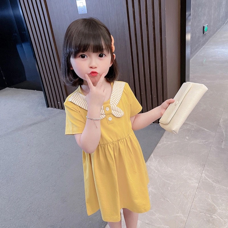 Đầm Công Chúa Tay Ngắn Kiểu Hàn Quốc Dễ Thương Thời Trang Mùa Hè Cho Bé Gái