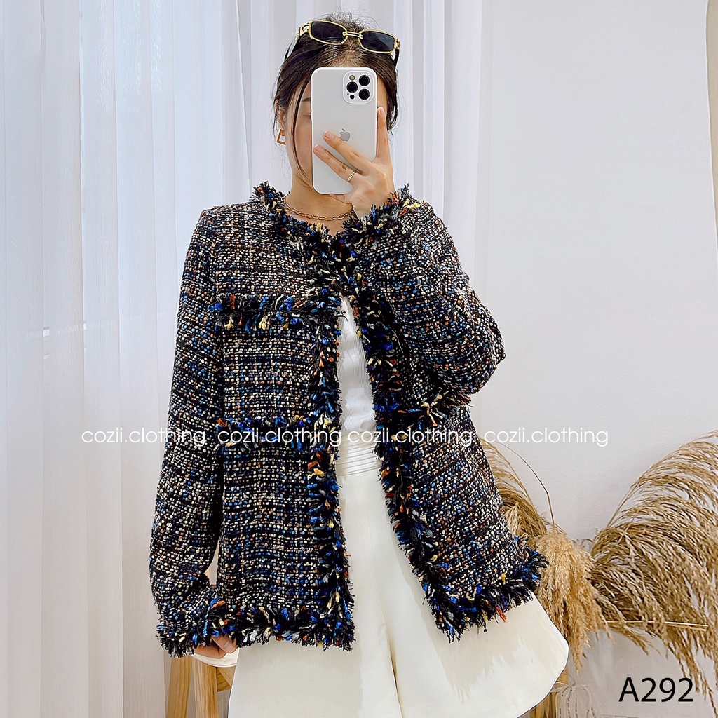 Áo Khoác Dạ Tweed Hàng Thu Đông Cao Cấp Thiết Kế 2 Lớp A292