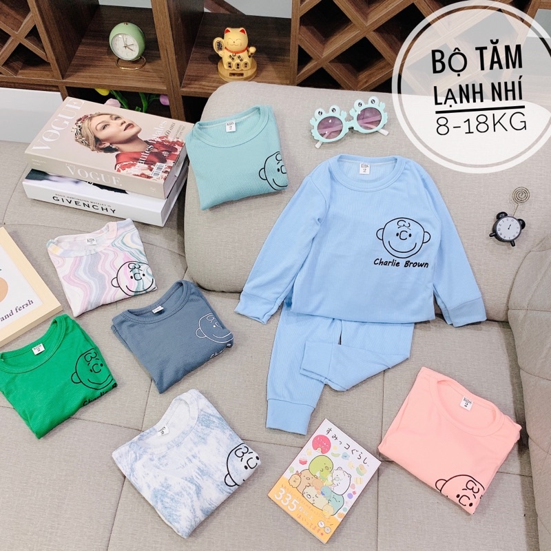 Quần áo trẻ em 8-18kg, bộ đồ dài tay Thu Đông cho bé hình gấu chất tăm lạnh mềm mịn siêu hot 2022