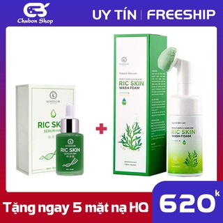Combo serum ric skin + sữa rửa mặt wash foam kohinoor