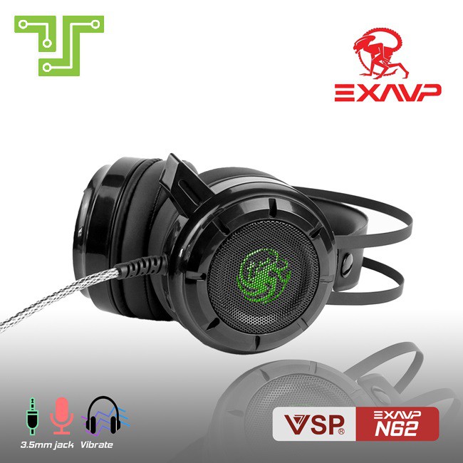 Tai nghe chụp tai chuyên game EXAVP N62 có Rung và Led Âm thanh sống động / Headphone gaming