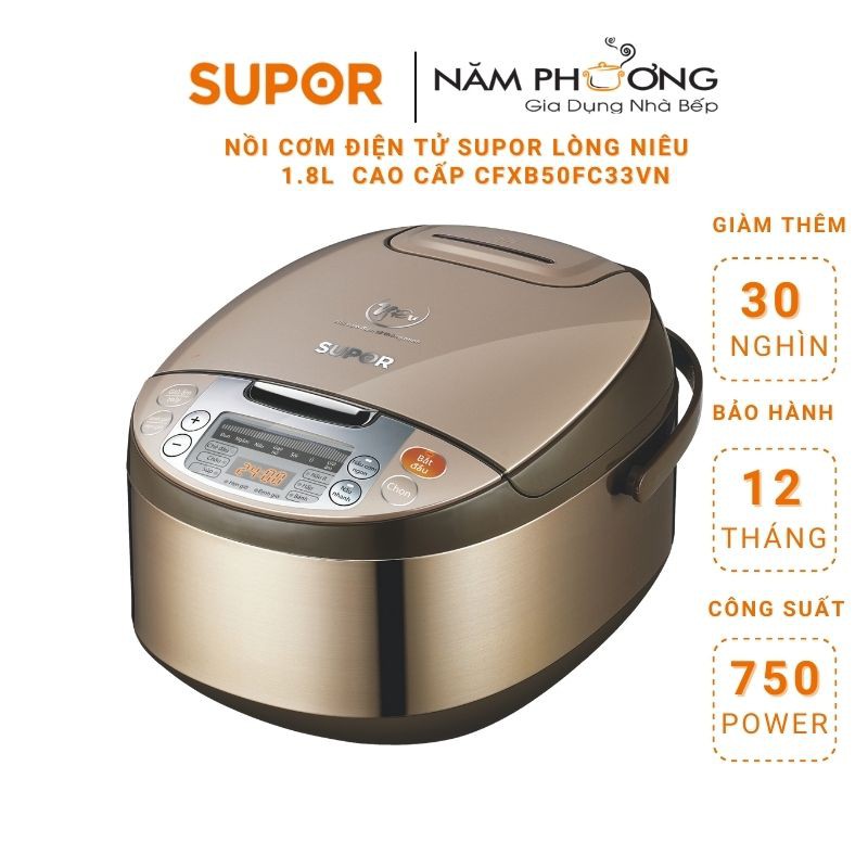 Nồi cơm điện tử Niêu Supor 1.8L đa chức năng bảo hành 12 tháng một đổi một 7 ngày hàng chính hãng