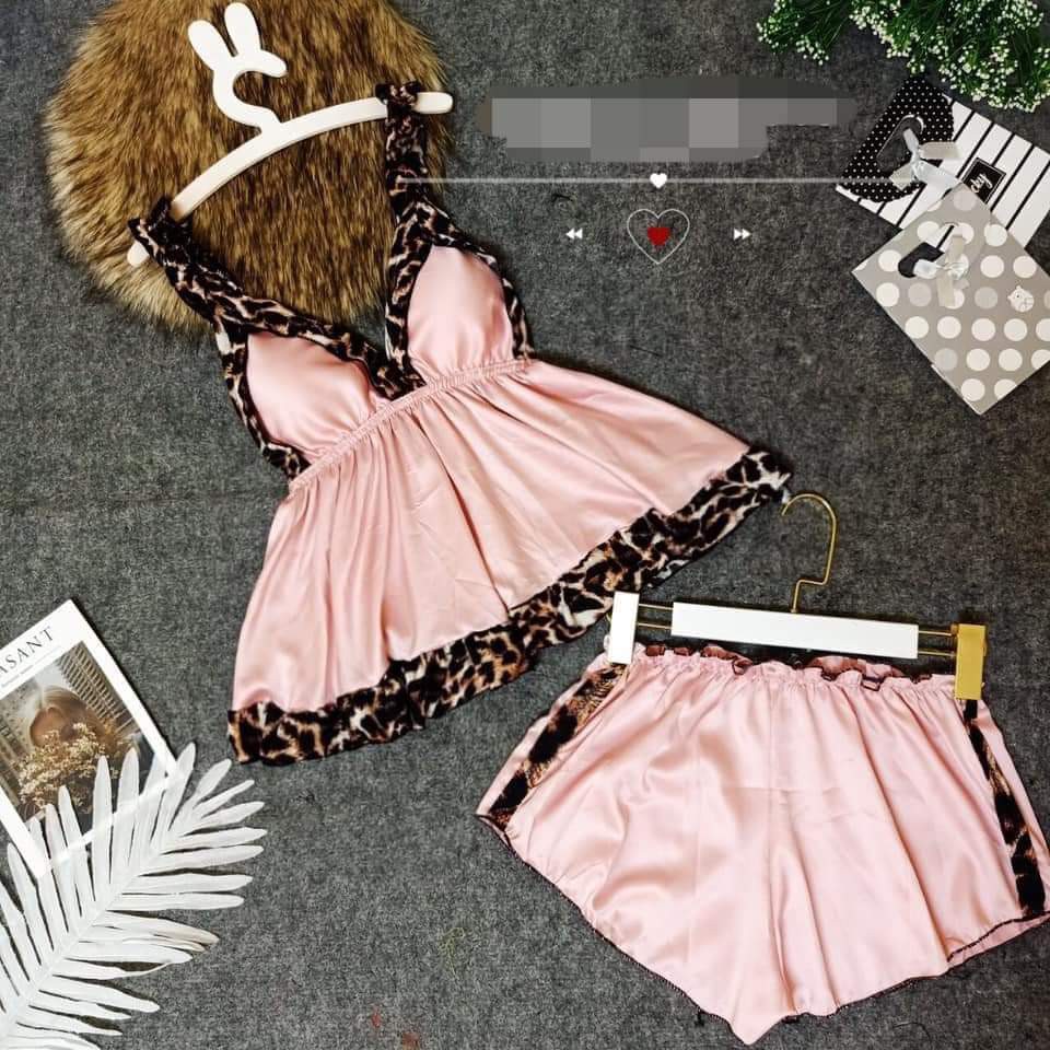 Đồ ngủ sexy 🎀FREE SHIP🎀đồ ngủ sexy phi lụa phối beo có mút ngực<60kg | BigBuy360 - bigbuy360.vn