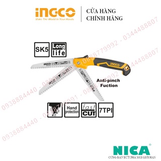 Cưa cành cầm tay dạng xếp ingco hfsw1808 7" cưa gỗ cầm tay siêu sắc bén, lưỡi cưa sk5, chống cong gãy, chống rỉ sét.