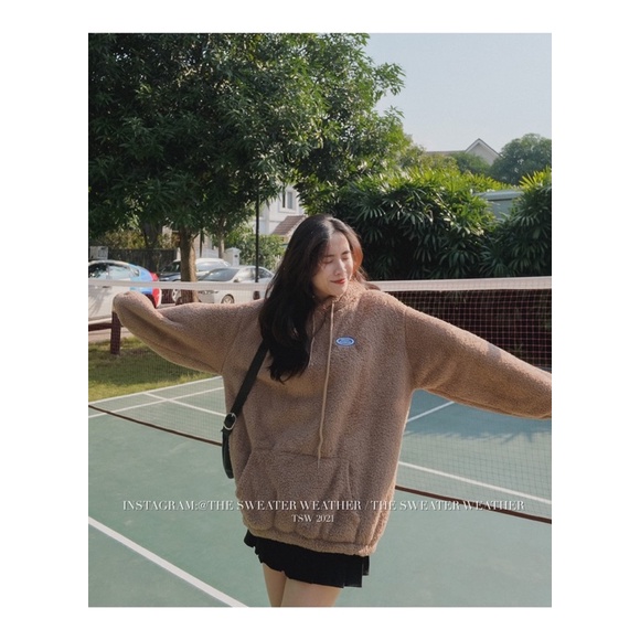(Ảnh thật) Áo hoodie lông cừu thêu logo nhỏ the.sweaterweather TSW | BigBuy360 - bigbuy360.vn
