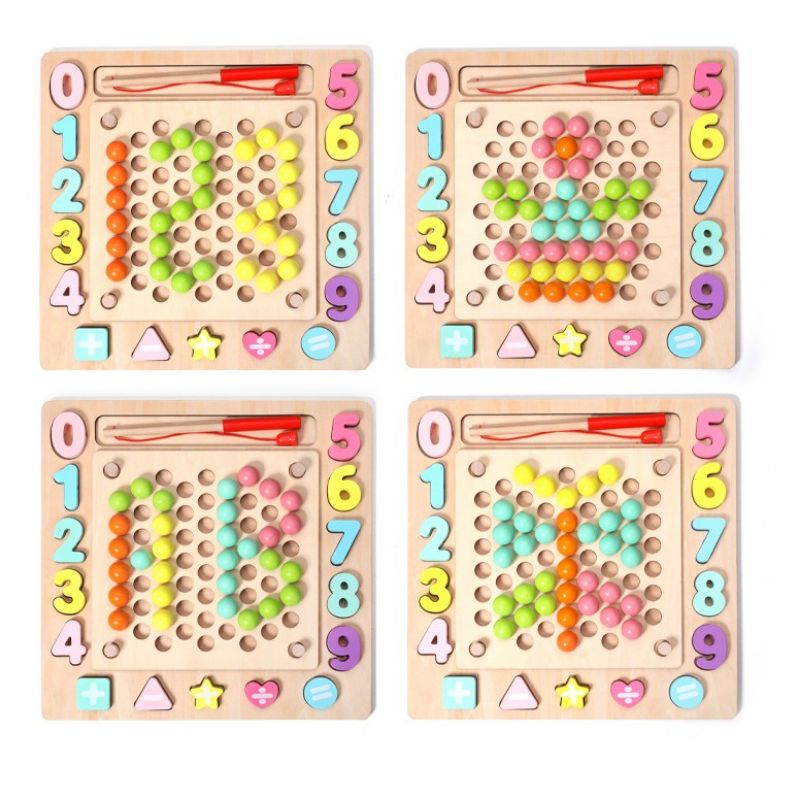 BỘ THỰC HÀNH KỸ NĂNG GẮP MÚC BI VÀ CÂU CÁ BẰNG GỖ