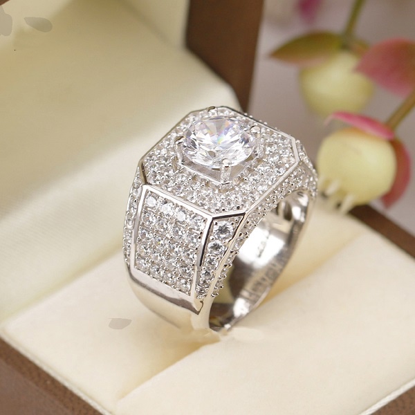 Nhẫn nam đẹp mạ bạch kim Italy