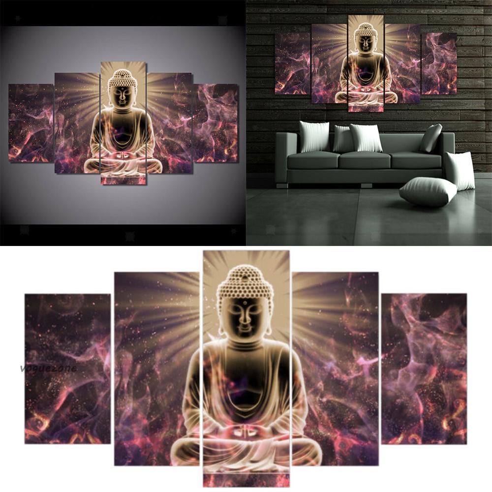 Canvas Print Study Friends Parents Buddha Light Oil Painting Art Wall Home Decor Framless 5 Pcs Flowers Modern