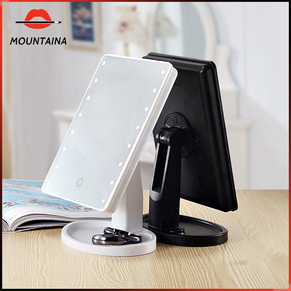 【m】 Led Makeup Mirror With Lamp Desktop Storage Touch Sensor Mirror 360 Rotation