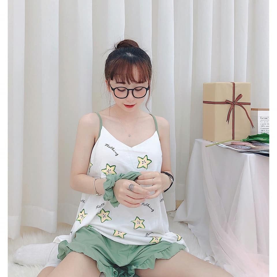 Đồ Bộ Nữ Mặc Nhà 2 Dây Xinh - Cotton Mềm Mát - Kèm Đệm Mút Ngực. | BigBuy360 - bigbuy360.vn
