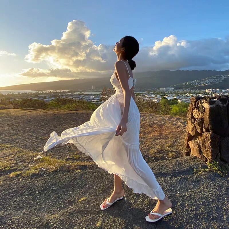 váy hai dây nơ lưng | BigBuy360 - bigbuy360.vn