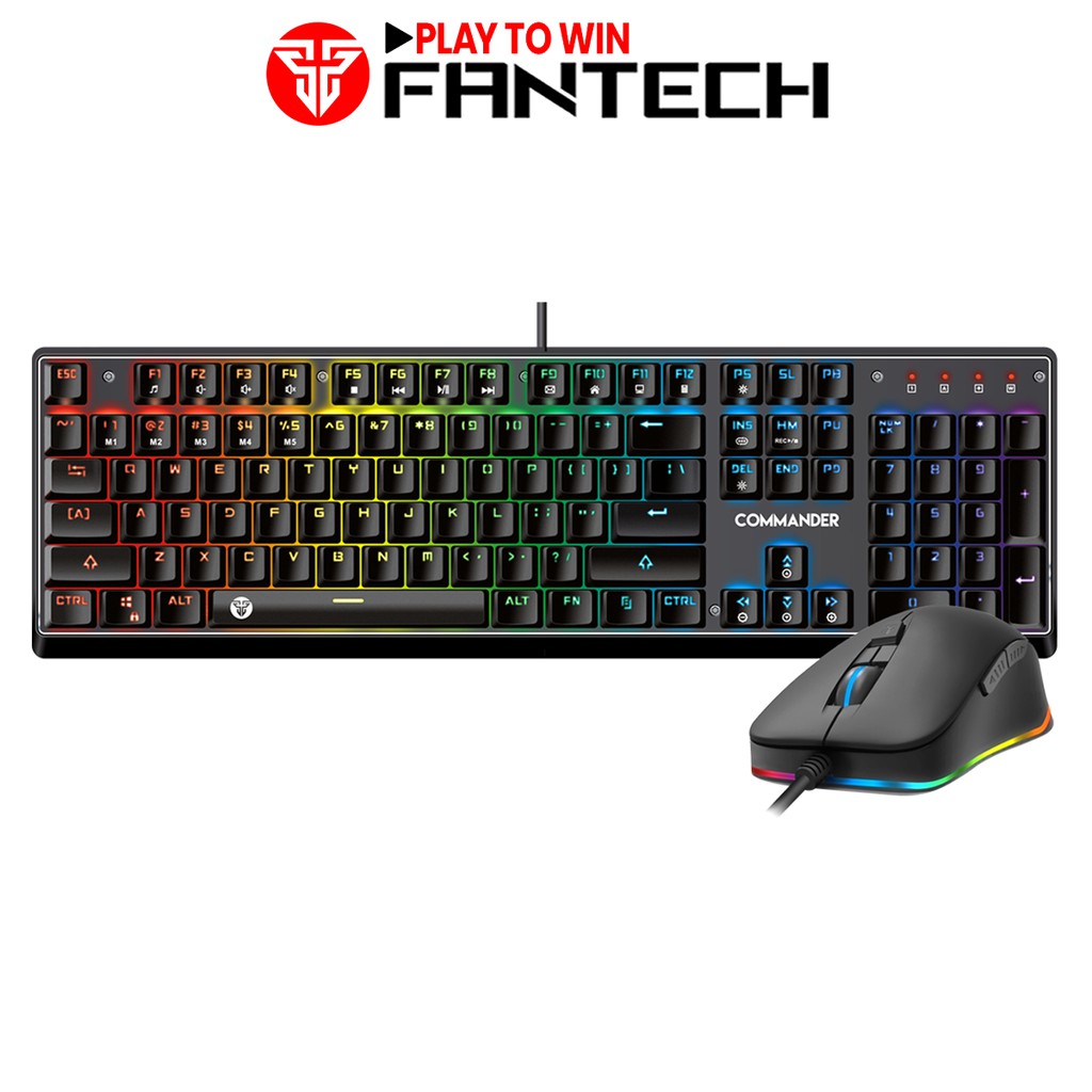 Combo Bàn Phím Cơ Full-sized + Chuột Gaming Có Dây Fantech MVP862 COMMANDER Optical Blue Switch LED RGB Full Anti Ghost