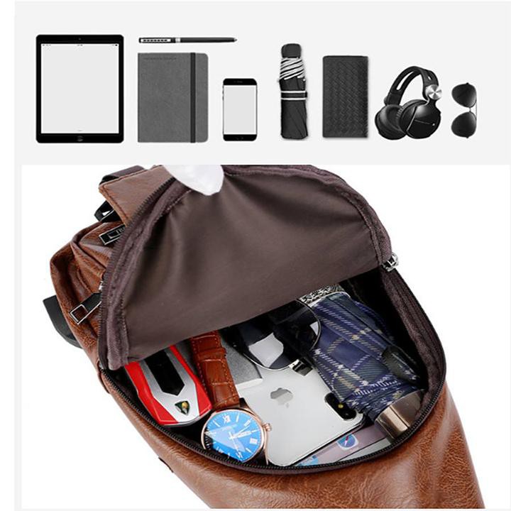 [SHOP MỚI - GIÁ SỈ]TÚI ĐEO CHÉO NAM DA- Túi Nam Đeo Chéo Đẹp Có cổng sạc USB và lỗ tai nghe thời trang Hàn | BigBuy360 - bigbuy360.vn