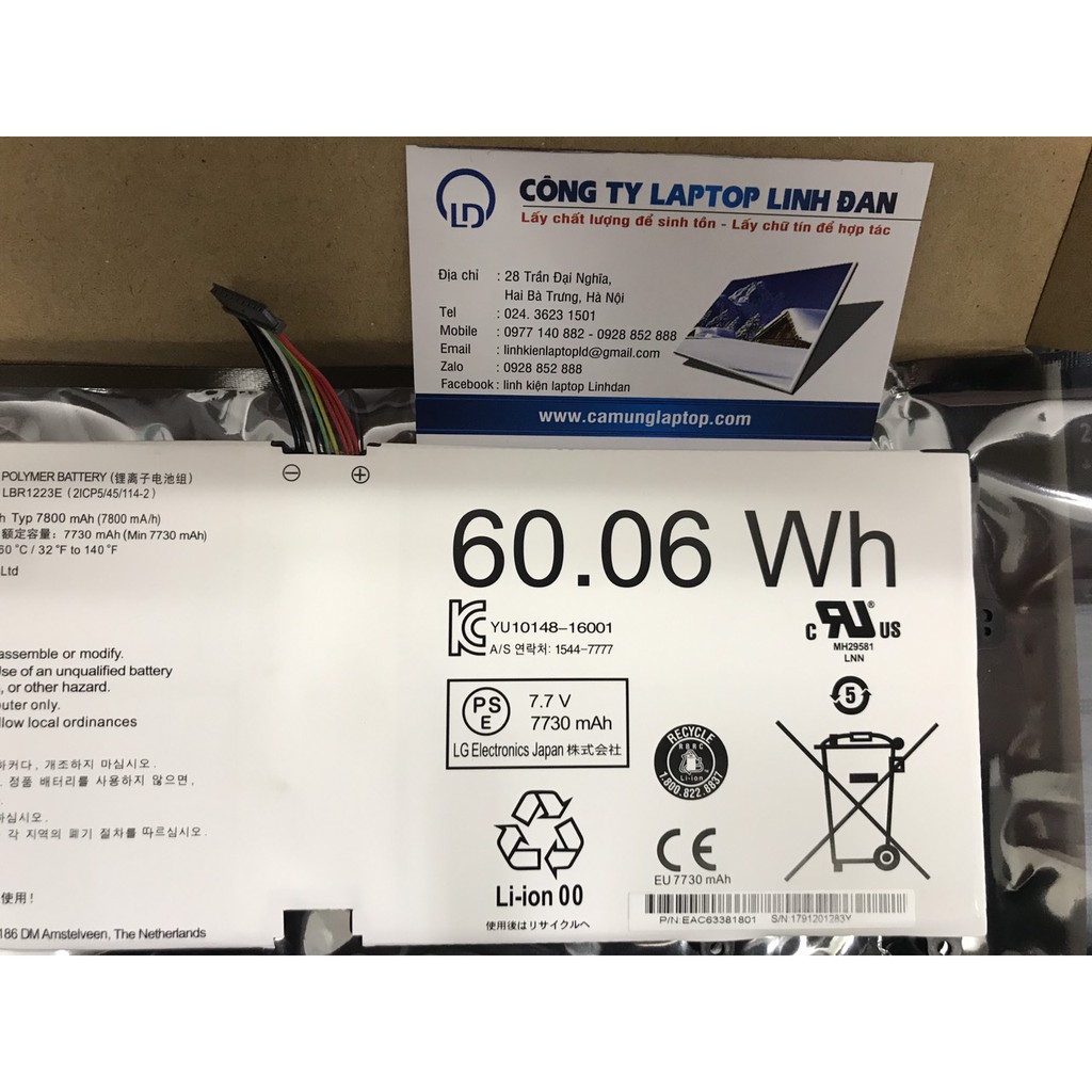 Pin LG Gram 13Z970 13Z 970 14Z970 14Z 970 15Z975 15Z 975 LBR1223E LBS1224E Battery