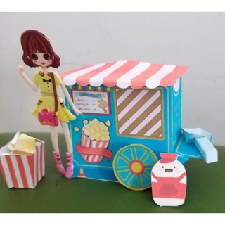 Mô hình giấy 3d mini xe bắp rang