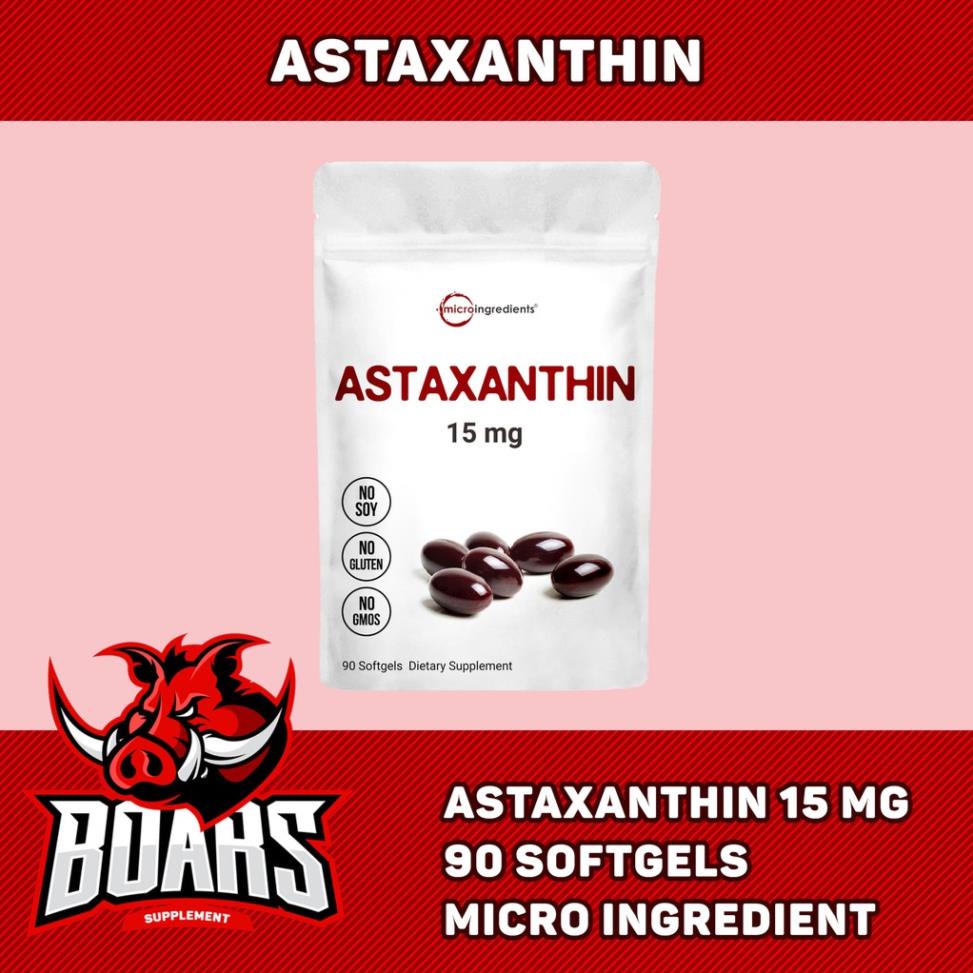 Viên Uống Micro Ingredients Astaxanthin 12mg, Tăng Sức Đề Kháng, Chống Oxy Hóa, Túi 90 Viên