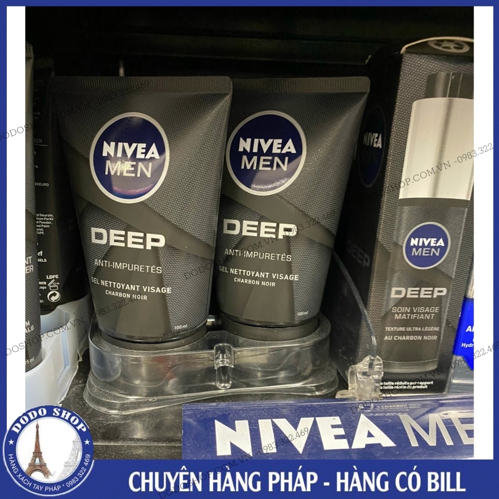 Sữa rửa mặt Nivea Men Deep than đen hoạt tính hút nhờn sáng da (100g), sữa rửa mặt dành cho nam giới