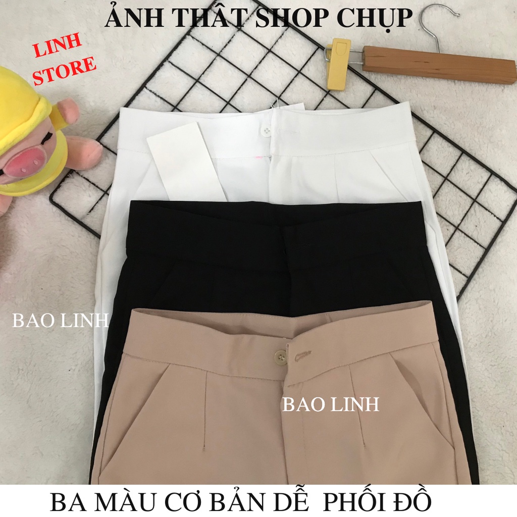 Quần Vải ống loe Linh Store Lưng Cao Công Sở Phối 1 Cúc Chất Liệu Tuyết Mưa  Cao Cấp Đứng Form Dễ Phối Đồ