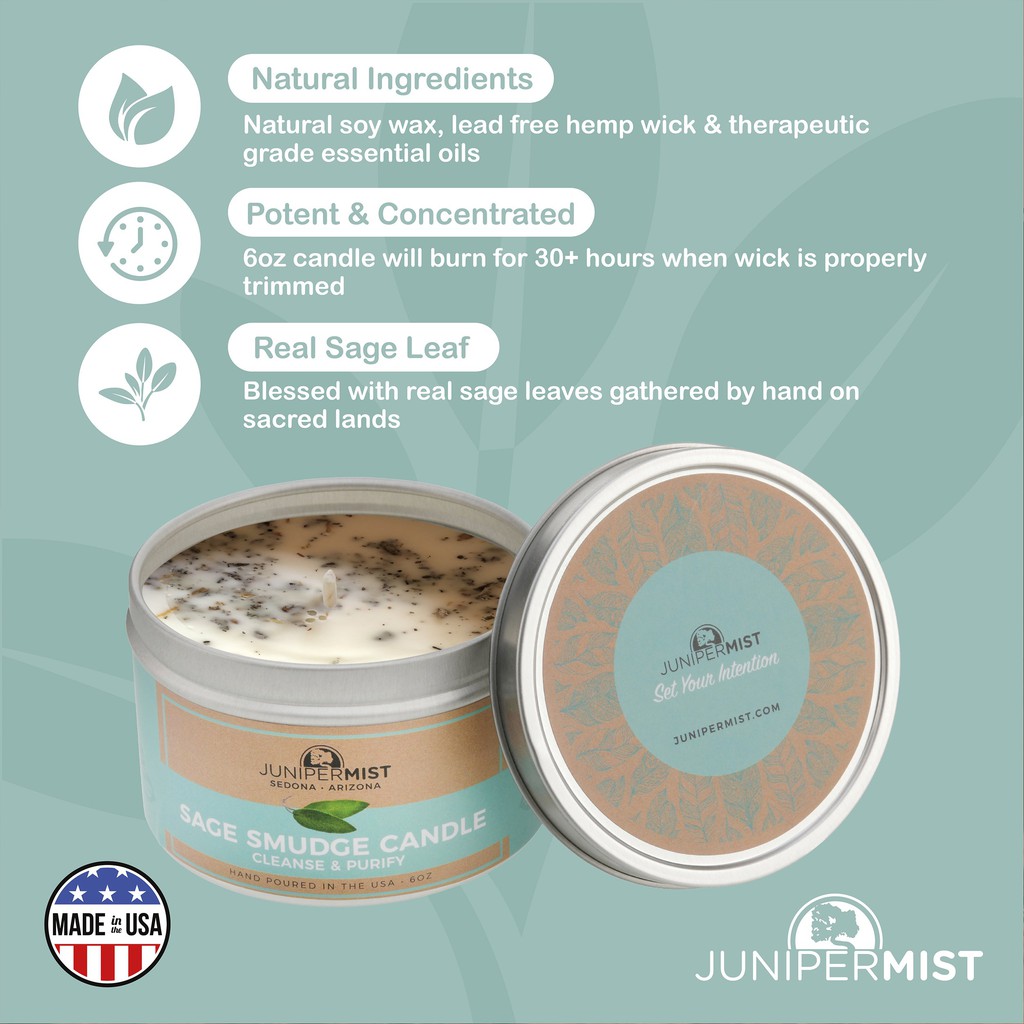 NẾN THANH TẨY NĂNG LƯỢNG TIÊU CỰC JUNIPER MIST (Sage Smudge Candle)_SAGE GARDEN