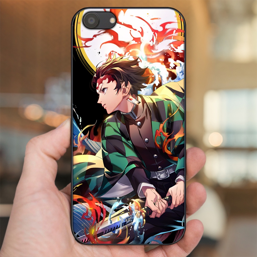 Ốp lưng Oppo A83 viền đen in hình Tanjiro Kimetsu No Yaiba