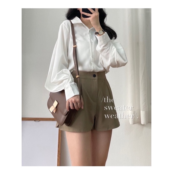 Short vải cạp cao basic ống rộng xẻ bên ( Ảnh thật ) | BigBuy360 - bigbuy360.vn