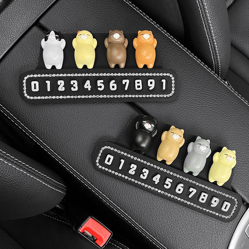 Cartoon Cute Car Temporary Parking Number Plate Creative Personality Car Interior Decoration Car Female Moving Car Temporary Parking Card Female zGRK