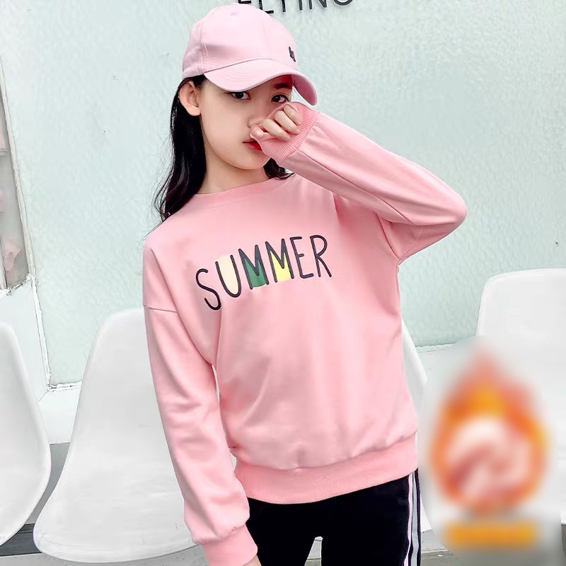 Bộ quần áo nỉ thu đông &quot;HOT SUM&quot; 13-45kg cho bé gái 4-14 tuổi. Xinh xắn, đáng yêu. G34