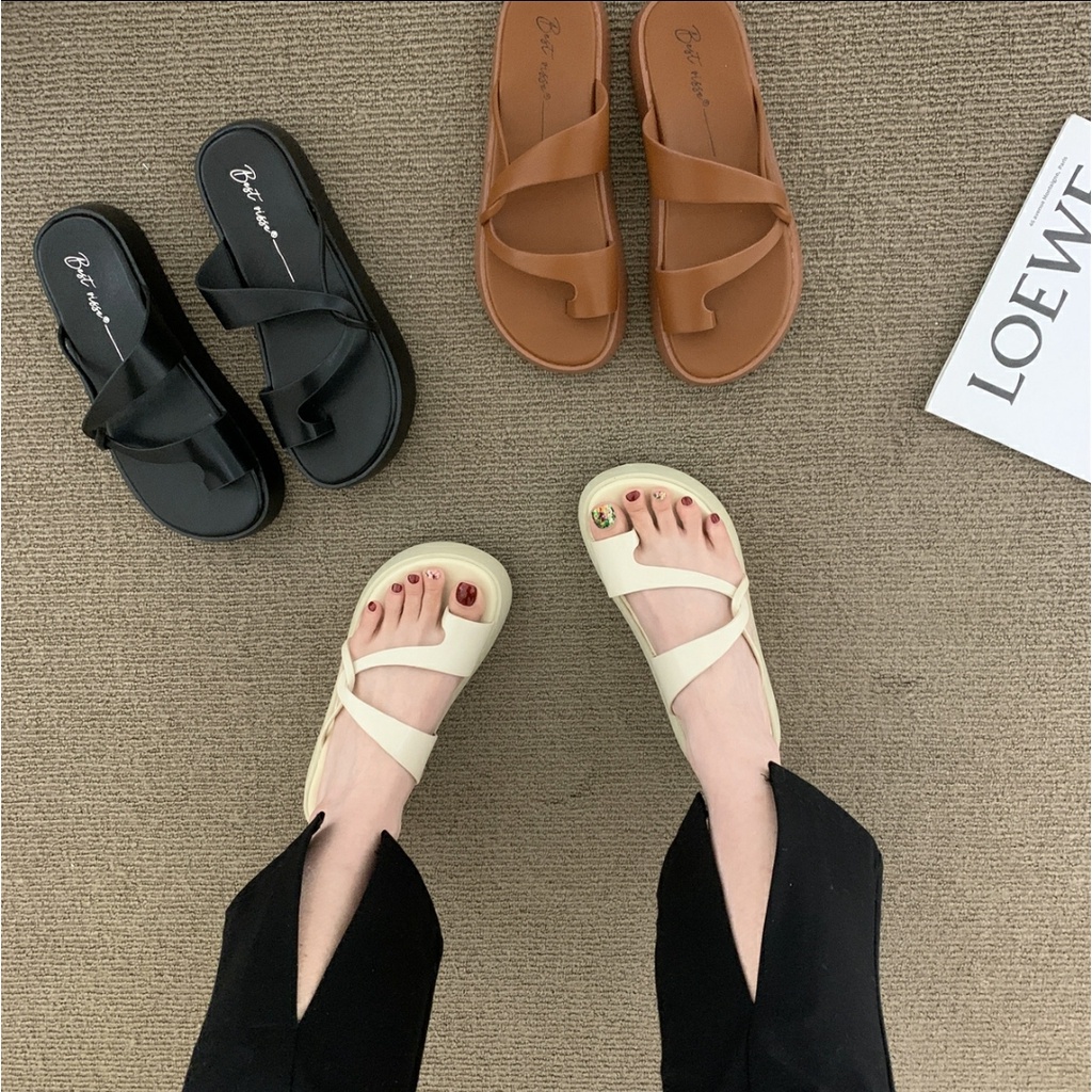 Dép đê độn quai kiểu 2,5p mới 2 màu trắng đen 0309 màu trắng mới ifashion