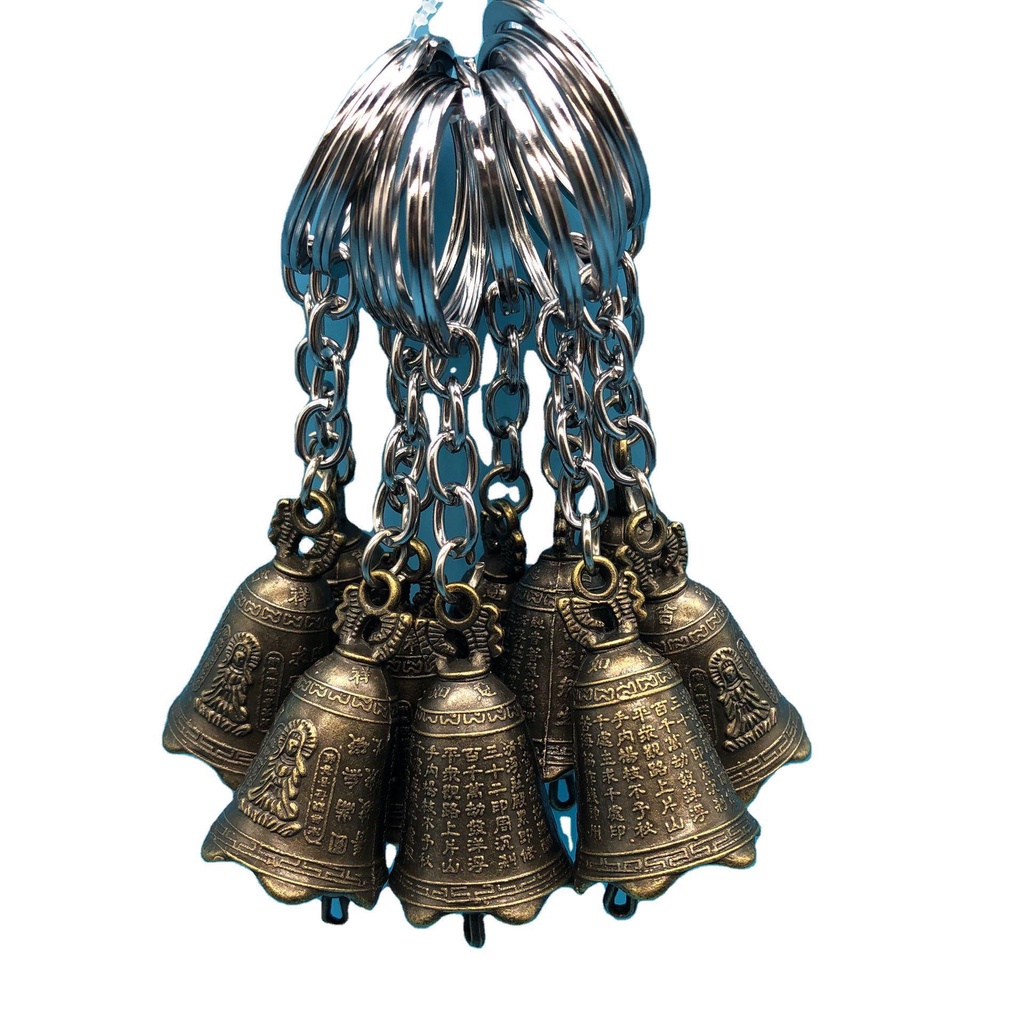 Móc khóa  chuông _ đồng thau dùng cho oto xe máy mix chuông đồng bát nhã may mắn và bình an