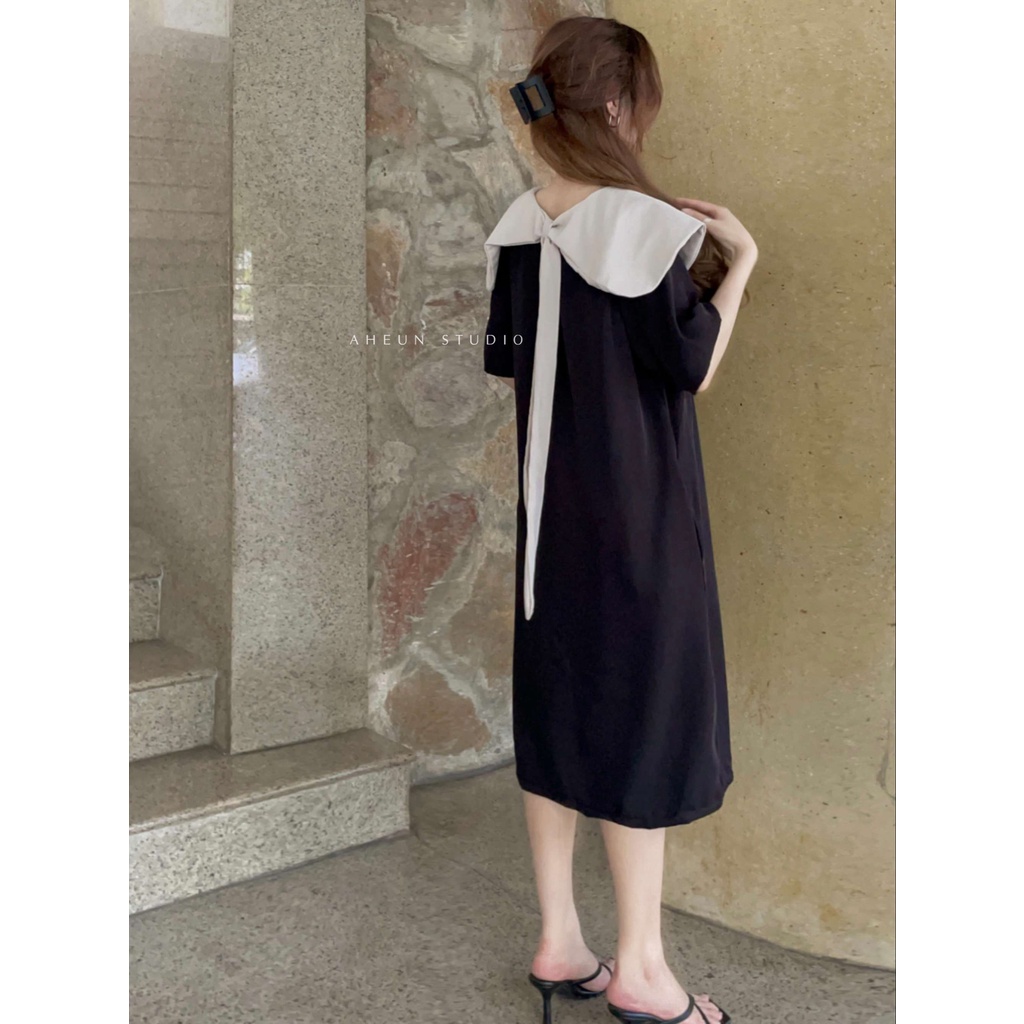 Đầm nữ suông cổ tròn phối dây nơ lưng phong cách Hàn QUốc - ANNA DRESS ( 9102 )