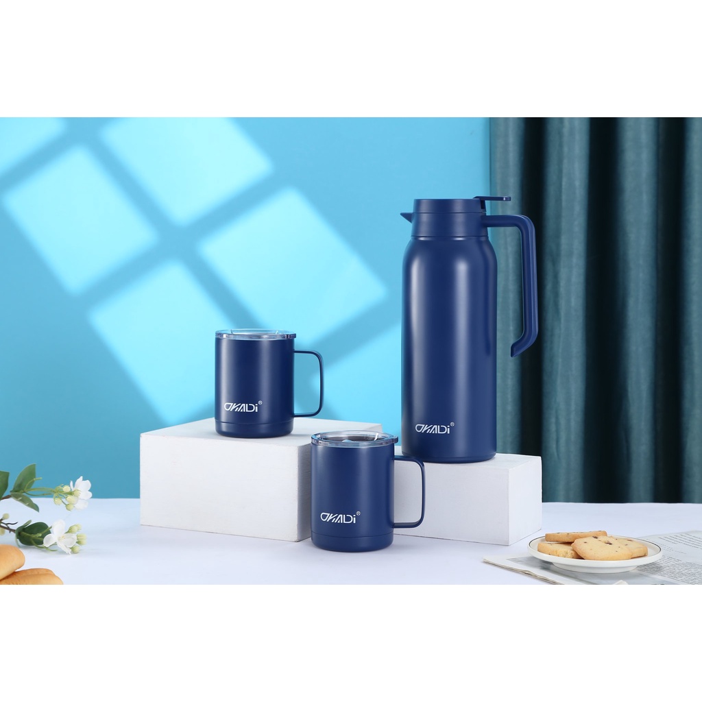 ✨BÌNH GIỮ NHIỆT INOX316 1400ML OKADI - Tặng kèm 2 cốc uống nước inox cùng loại, quà tặng siêu chất [COMBO SIÊU R