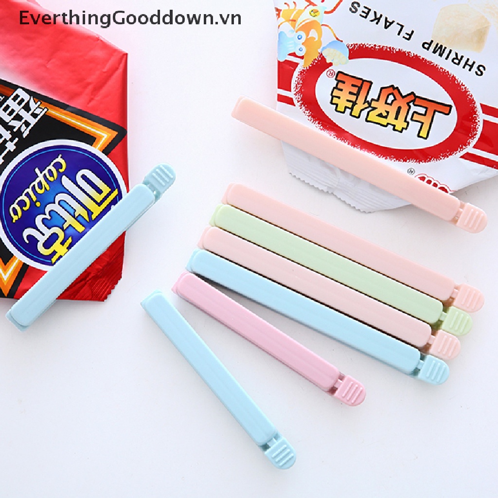 Everthinggooddown 5 Kẹp Miệng Túi Thực Phẩm Bằng Nhựa Màu Trơn