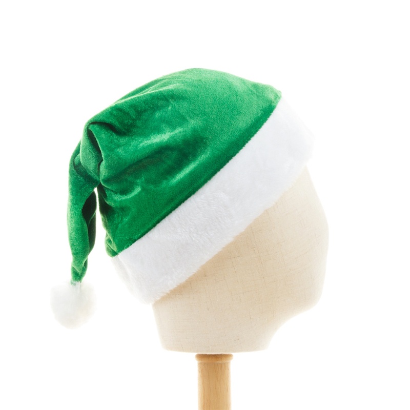 Nón noel bằng nhung mềm mại ấm áp màu xanh lá