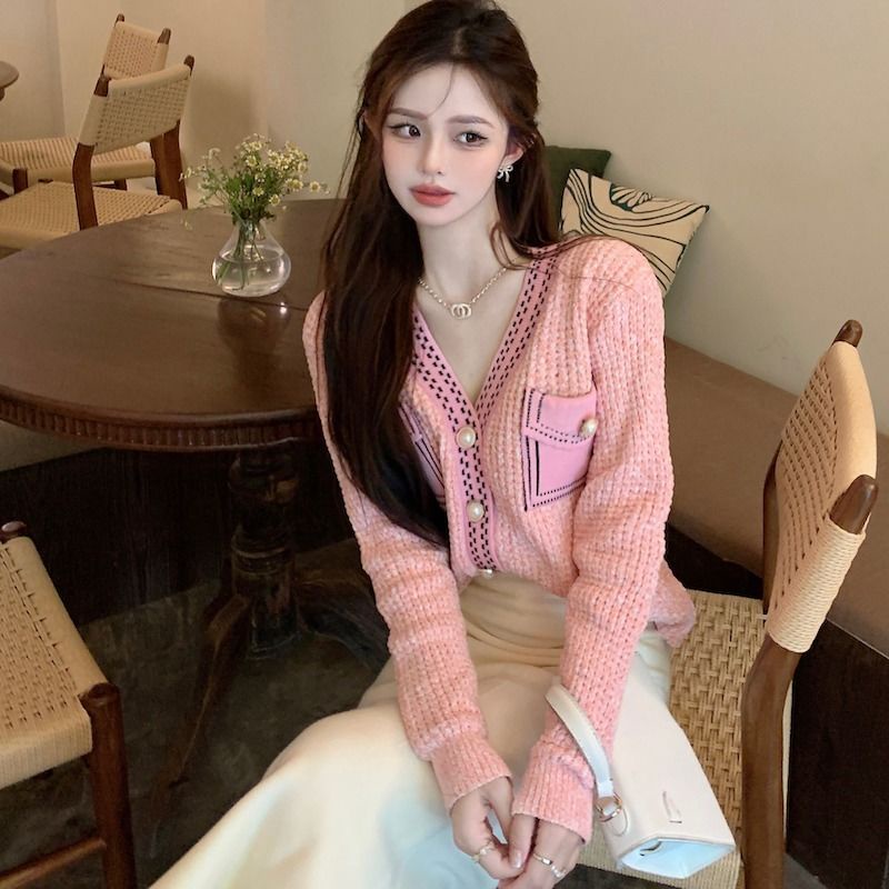 Áo Khoác Sweater Dệt Kim Cổ V Thiết Kế Trẻ Trung Cho Nữ  tao bao