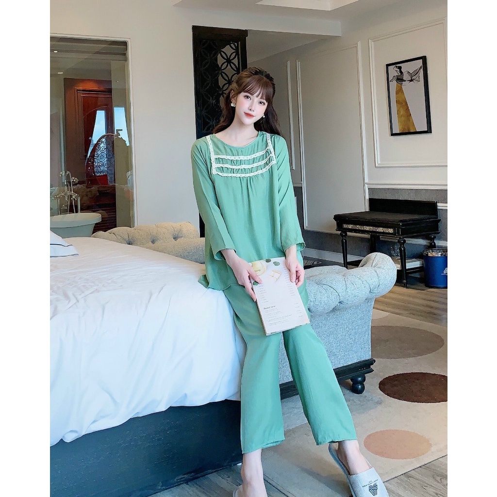 Bộ đồ bầu dài tay ba ren ngực kết hợp sau sinh M555 Mom and Baby