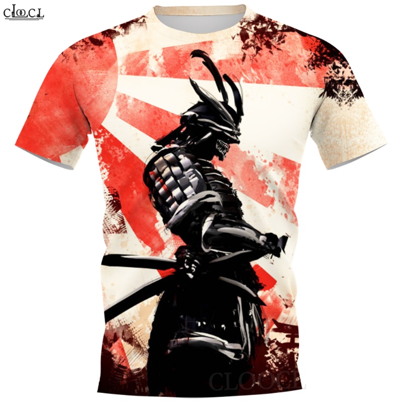 Áo Thun Tay Ngắn Cổ Tròn In Họa Tiết Samurai Nhật Bản Thời Trang Chất Lượng Cao