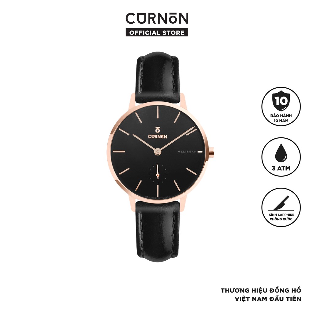 Đồng Hồ Nữ Curnon Melissani Dawn Dây Da Chính Hãng - Đeo Tay Thanh Lịch Thời Trang