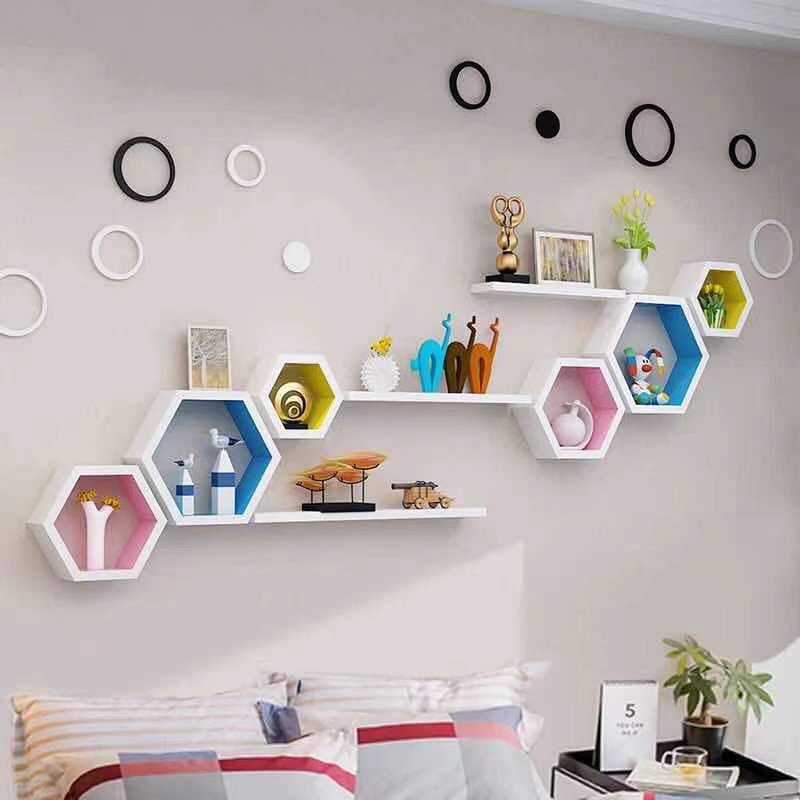 Combo 3 kệ gỗ tổ ong+ 3 thanh trắng 30-40-50cm. tặng đinh nở đi kèm