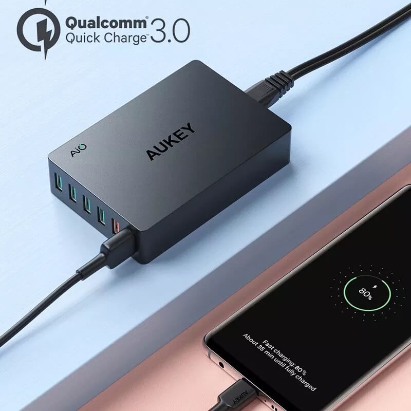 CỦ SẠC 6 CỔNG AUKEY PA-T11 TỔNG CÔNG SUẤT 60W