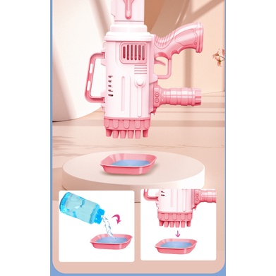 Đồ chơi thổi bong bóng xà phòng 32 nòng chạy bằng pin siêu mạnh kèm dung dịch cho bé