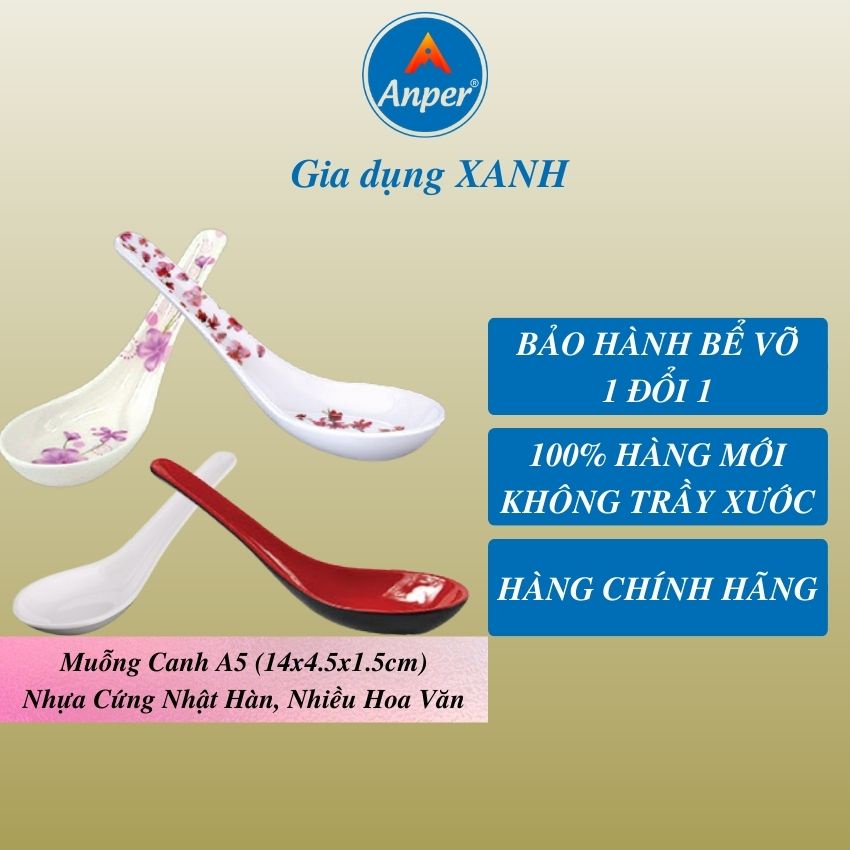 Muỗng nhựa melamine ANPER ăn canh 14 và 21 cm  nhật hàn dùng cho gia đình và nhà hàng sang trọng